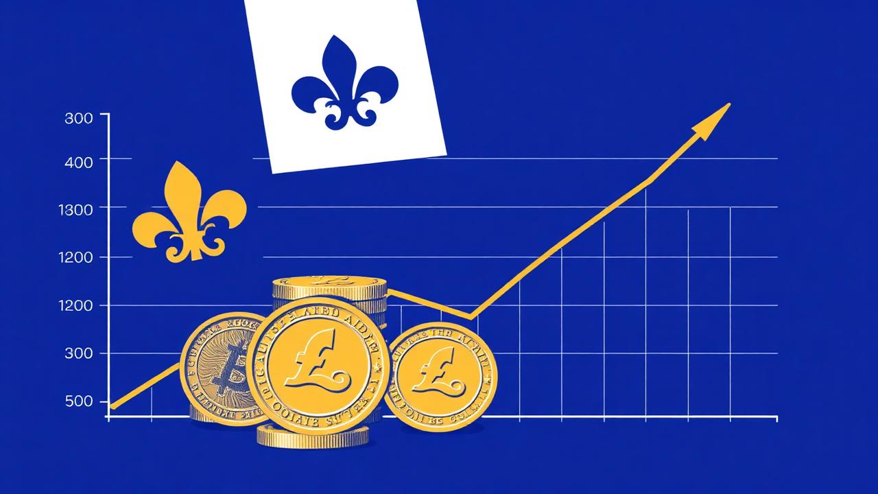 Rising Google Ads cost chart with Canadian dollar coins and a Quebec fleur-de-lis